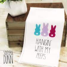 Rae Dunn Inspired Easter Kitchen Towel Easter Peep Towel Etsy Kitchen Towels Diy Easter Peeps Spring Projects