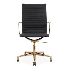 Black And Gold Office Chair Uk Ribbed Office Chair With High Back Faux Leather Black Gold Office Chair Mid Century Office Chair Iconic Chairs