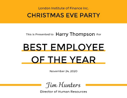 Highlight the contribution of team members with an employee of the month template certificate you make yourself. Online Certificate Of Best Employee Of The Year Certificate Template Fotor Design Maker