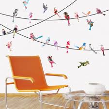 Colored Birds On A Wire Wall Art Water Color Birds On A Wire Wall Decals Bird Wall Decals Modern Kitchen Wall Decor Polka Dot Wall Decals