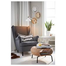 Strandmon Wing Chair Nordvalla Dark Gray Ikea In 2020 Bright Living Room Wing Chair Ikea Chair