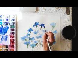 Cornflowers In Watercolor Youtube Watercolor Flowers Paintings Watercolor Art Diy Fantasy Art Illustrations