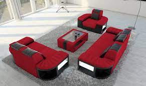With Valentine S Day Quickly Approaching We Re Finding Ourselves Head Over Heels With This Red Sofa Set Red Sofa Modern Leather Sectional Sofas Fabric Sofa