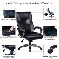 Vanbow High Back Office Chair 90a 110a Rocking And Lock Function Pu Leather And Mesh Executive Comput Office Chair Leather Office Chair High Back Office Chair