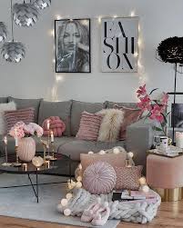 All The Hygge Feels In This Living Room Beautiful Pink And Grey Layering With Cotton Ball Romantic Living Room Living Room Decor Cozy Small Living Room Decor