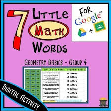 7 Little Math Words Geometry Basics Group 4 Terms Digital Activity Math Words Math Digital Activities