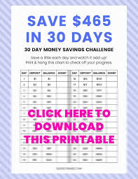 30 Day Money Saving Challenge Save 500 Free Printable