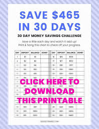 30 day money saving challenge save 500 free printable