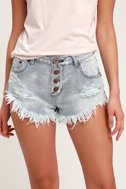 brandos light wash distressed denim shorts