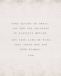 Rumi Quote Poster You Are The Universe Inspirational Quote Etsy In 2021 Literary Quotes Rumi Quotes Quote Posters