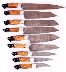9 Pieces Damascus Hand Made Kitchen Knives Set Fb1810 Kitchen Knives Knife Set Kitchen Knives Kitchen Chefs