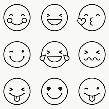 Download Premium Png Of Black Outline Emoticon Set Isolated On Transparent Emoticon Cute Easy Drawings Emoji Drawing