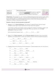 Provided in pdf format with separate answer keys. Student Exploration Balancing Chemical Equations Exploration Balancing Chemical Equations Vocabulary Coefficient Combination Compound Decomposition Double Replacement Element Pdf Document