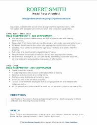 Tips and examples of how to put skills and achievements on a receptionist resume. Head Receptionist Resume Samples Qwikresume
