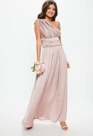 Bridesmaid Pink Satin Multiway Maxi Dress Missguided Cute Cocktail Dresses Affordable Bridesmaid Dresses Convertible Bridesmaid Dress