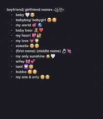 Names To Call Your Boyfriend Girlfriend Cute Names For Girlfriend Cute Names For Boyfriend Names For Girlfriend