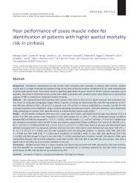 Pdf Poor Performance Of Psoas Muscle Index For