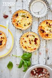 Mini Quiches With Ham And Sundried Tomatoes Recipe Baking Recipes Tesco Real Food Recipe Tesco Real Food Food Picnic Foods