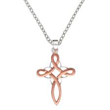 Silverly Women S 925 Sterling Silver Rose Gold Plated Celtic Cross Pendant Necklace 46 Cm Check Celtic Necklace Pendants Rose Gold Plates Celtic Necklace