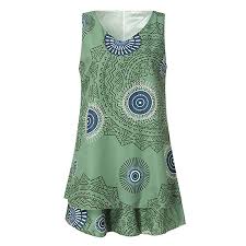 Twgone Tank Dresses For Women Casual Plus Size Print Loose Shift Sleeveless Vest Sun Dress