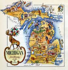 Université de northern michigan (fr); Michigan Map From The 1940s Poster Zazzle Com Map Of Michigan Michigan Poster Pictorial Maps