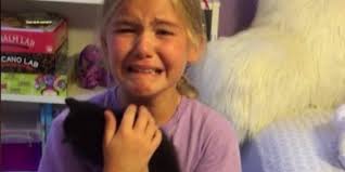 An Emotional Young Girl Cries Tears of Joy When She's Surprised With a New  Kitten