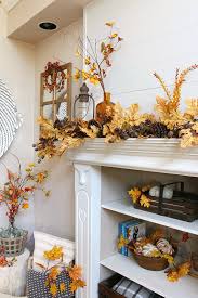 Typical fall decorations such as leaves, small pumpkins, and ears of corn are often featured in wreaths, so it's. Fall Mantel Ideas Amber And Oak Fall Mantel Clean And Scentsible