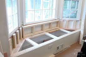 The top will not hang over the back of the window bench. Building A Window Seat With Storage In A Bay Window Pretty Handy Girl