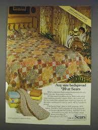 Sears has bedspreads and comforters in all of the latest looks so your room decor will be as fashionable as your closet. 1977 Sears Bedspread Ad