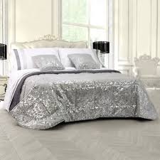 Trapunta Invernale Alcantara Grigio Laminata Argento Motivo Floreale Martica