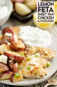 Lemon Feta Sheet Pan Chicken Thighs Potatoes Are A Healthy And Easy Dinner Recipe With Greek Inspired Flavors In 2020 Pan Chicken Thighs Recipes Best Chicken Recipes