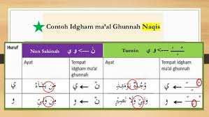 Cara membacanya adalah didengungkan selama dua harakat. Idgham Mutaqaribain Contohnya