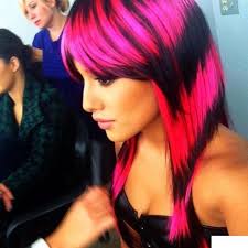 Black And Pink Striped Wig The Hair Pink And Black Hair Hair Color Crazy Hair