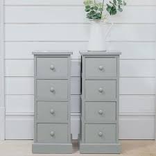 Set Of 2 Grey Tall Bed Side Tables Novielo London Wooden Bedside Cabinets Wooden Bedside Table Bedside Table