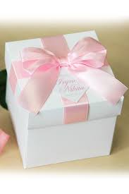 Wedding Favor Boxes With Light Pink Satin Ribbon Bow And Tag Etsy Personalized Wedding Favor Box Pink Wedding Favor Wedding Favor Boxes