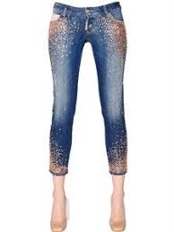 Decorated Jeans Dsquared2 Jeans Denim Skinny De Algodon Decorado Azul Ropa Bordada Pantalones Vaqueros Del Remiendo Transformando Ropa