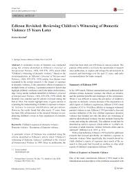 The gist of this article : Pdf Edleson Revisited Reviewing Children S Witnessing Of Domestic Violence 15 Years Later
