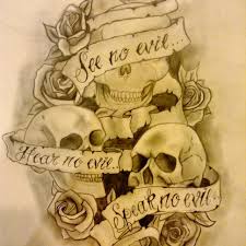 Buy On Etsy Recklessharmony Hear No Evil See No Evil Speak No Evil Skulls Tattoo Drawing Evil Skull Tattoo Evil Tattoo Sugar Skull Tattoos
