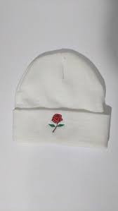 Red Rose Embroidered Winter Hat Beanie Winter Hats Beanie Cute Hats Beanie Outfit