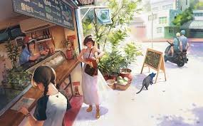 Hd Wallpaper Street Anime Art Weekdays Shop Cafe Taejune Kim A Warm Day Wallpaper Flare Image of artist vient kokoro drip anime coffee anime scenery. hd wallpaper street anime art