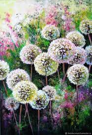 Dandelion Flower Art Original Acrylic Painting Summer Landscape Zakazat Na Yarmarke Masterov Imjzvcom Kartiny Petrozavodsk Abstract Flower Painting Flower Painting Plant Painting