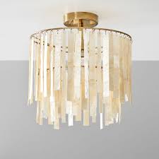 Pottery barn classic hood flush mount bronze ceiling light tapered metal 12h new. Capiz Strip Flush Mount Lighting Pottery Barn Teen