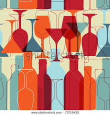Stock Vector Seamless Background With Wine Bottles And Glasses Seamless Background Happy Hour Drinks Wine Bottle