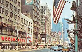 Postcard Chicago State Street From Woolworth To Marina City Shopping Crowds Flags Nice Version Mid 1960s See Reader Comment And Response State Street Chicago State Street Chicago Photos
