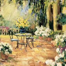 Tuscany floral by allayn stevens | woven tapestry wall art hanging | impressionist italian villa countryside garden | 100% cotton usa size 53x53. Tuscany Terrace Painting By Allayn Stevens