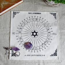 table pendulum chart magic hexagram pentacle runes tarot card wicca pagan altar props fashion