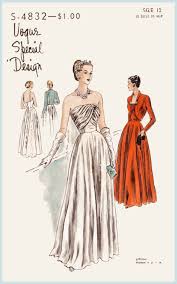 1940s 1950s Vintage Gown Sewing Pattern Evening Cocktail Dress Pleated Bodice Grecian Drape Bust 30 R Gown Sewing Pattern Vintage Gowns Vintage Sewing Patterns