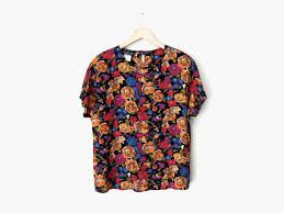 2016 women fashion o neck floral flower vestidos print blouse short sleeve digital print pullover feminina blusa casual shirtusd 12.95/piece 2016 new women elegant. Bright Floral Slouch Top Colorful Short Sleeve Shirt Etsy Shirt Pattern Tops Blouse Vintage