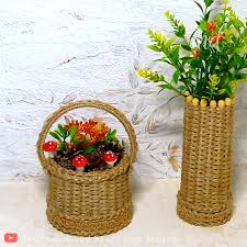 Diy Vase And Basket Video Artesanatos Faceis Ideias Para Artesanato Garrafas Decoradas