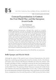 Pdf German Expressionism In Context The First World War And The European Avant Garde